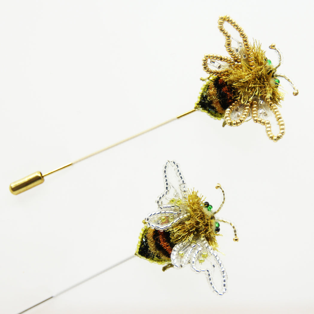 Hand Embroidery Bee Brooch